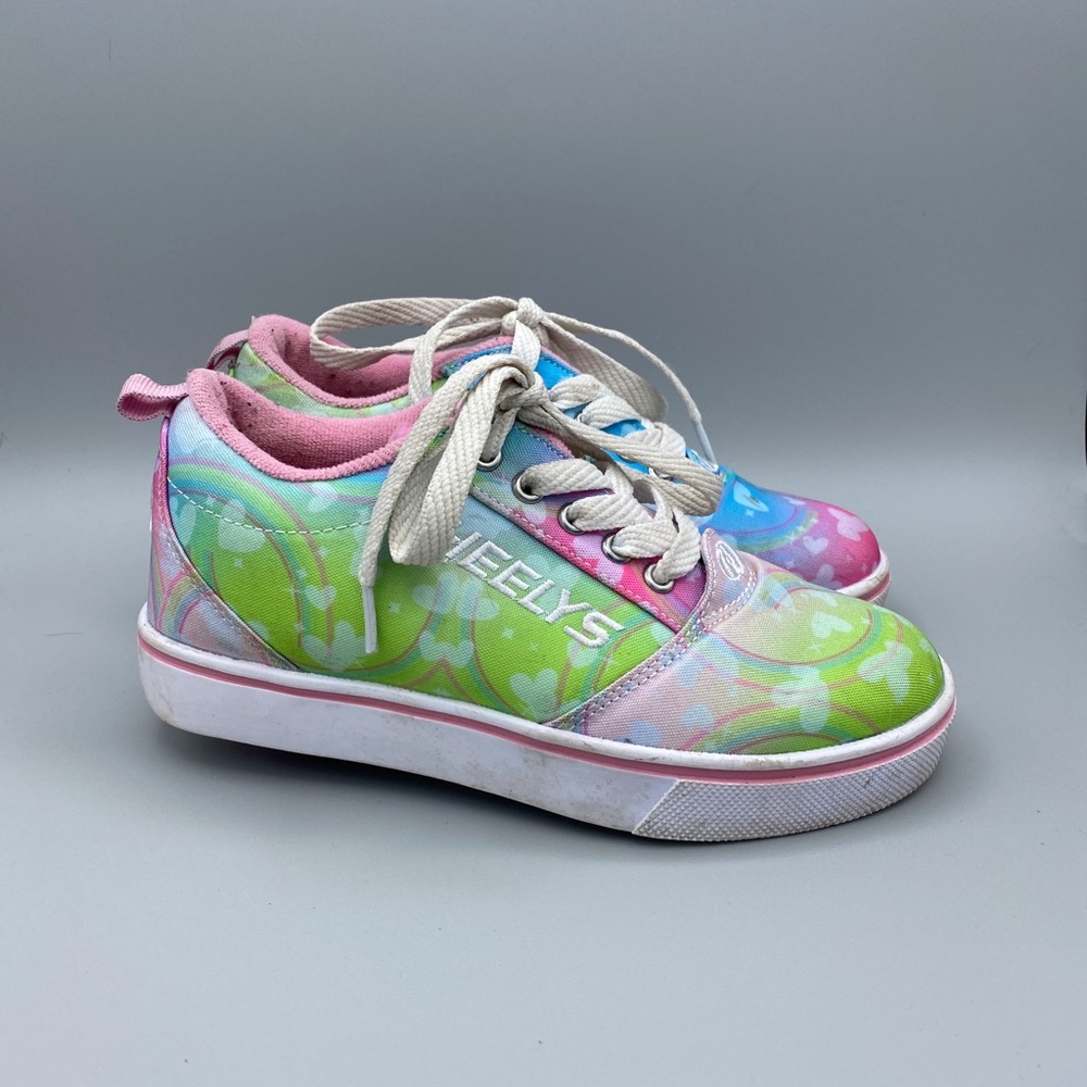 Heelys Pro 20 Tie Dye Rainbow Skate Sneaker US Girls 2Y Pink Blue Green